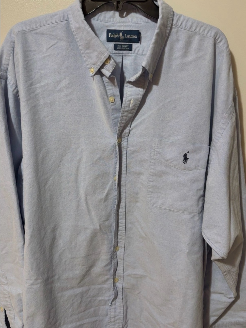 Ralph Lauren Light Blue Button-Down Oxford Shirt with Chest Pocket